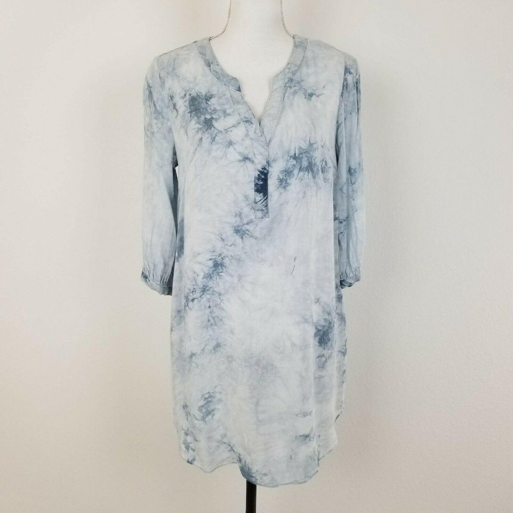 Umgee Top Small White Blue Tunic Tie Dye